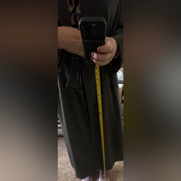 Vintage 1990’s Olive Green Wool Gaberdine Trench , Belted, Doublebreasted. S = M - Picture 16 of 16